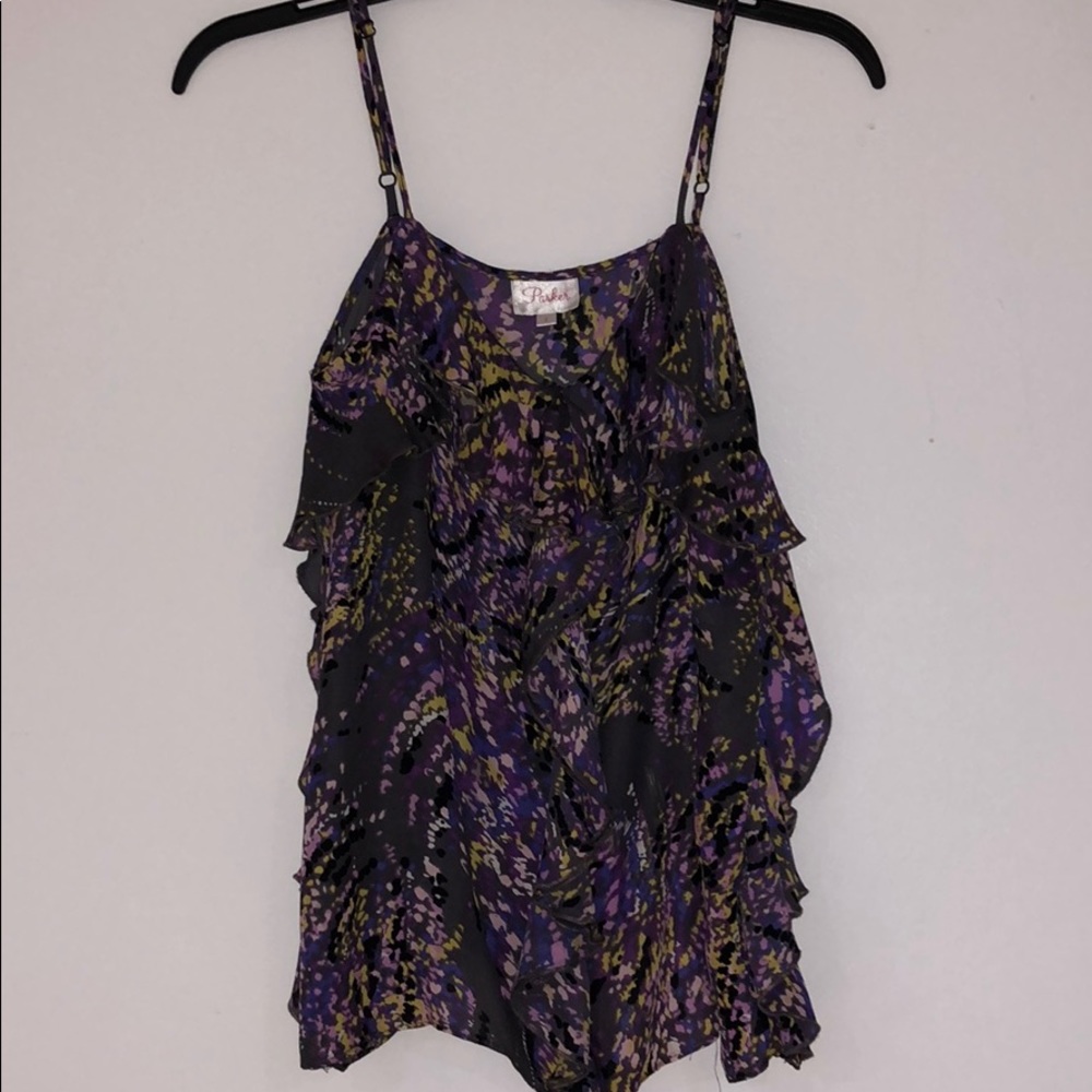 Multi-Colored Ruffled Sheer Tank